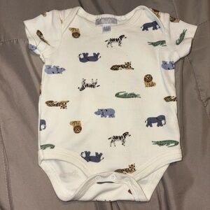 Adorable White Bodysuit with Animal Print